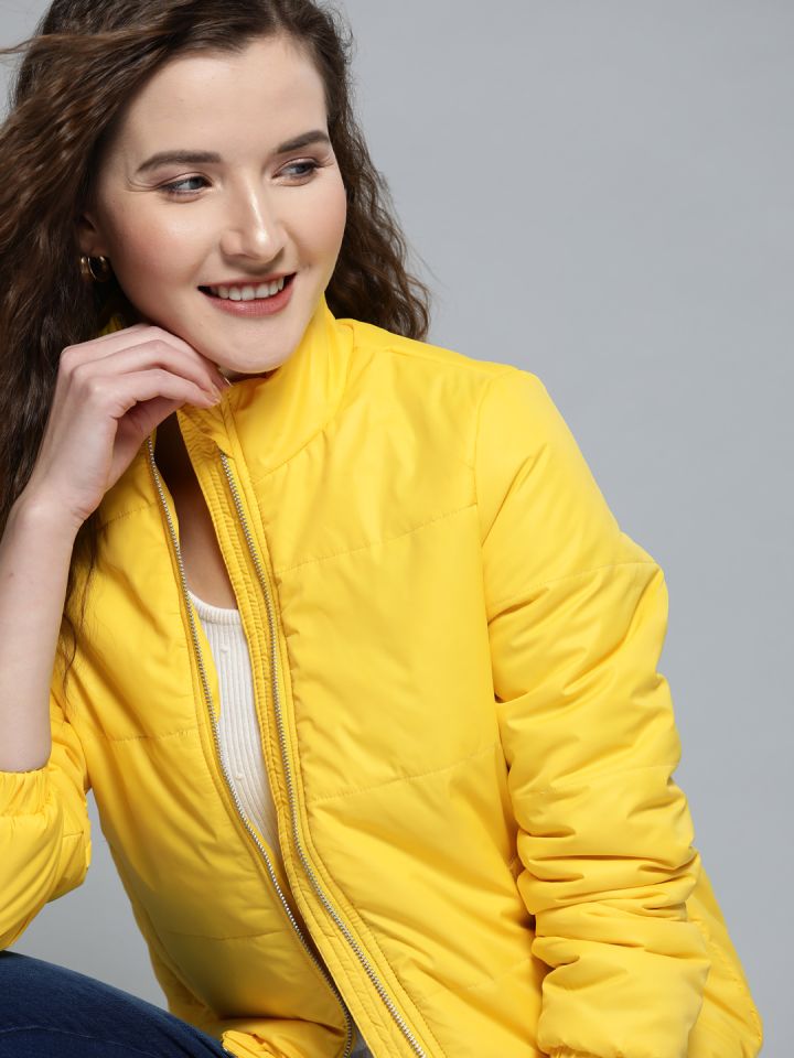 Yellow padded hot sale jacket women's
