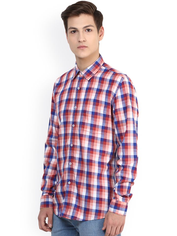 Buy London Bridge Red Checked Slim Fit 