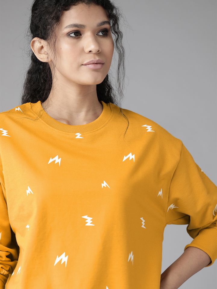 Mustard yellow top sweatshirt women's