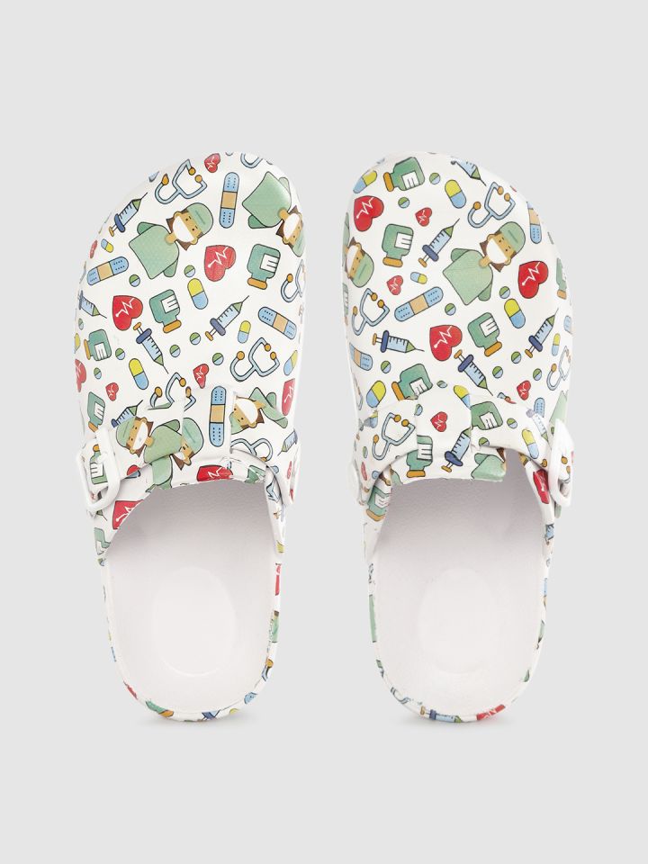 Buy Kook N Keech Women White Green Conversational Print Clogs
