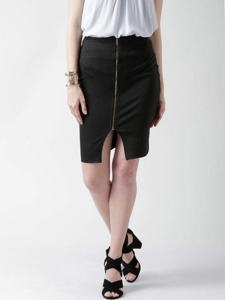 Black pencil skirt with zipper top