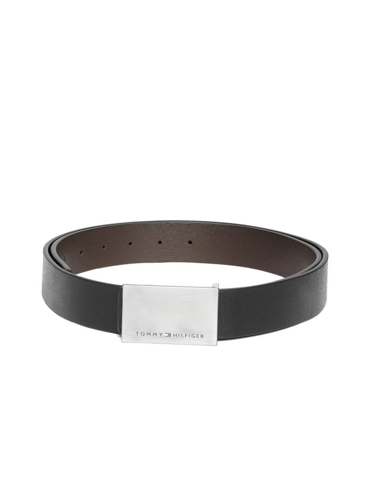 Buy Tommy Hilfiger Men Black Coffee Brown Textured Reversible