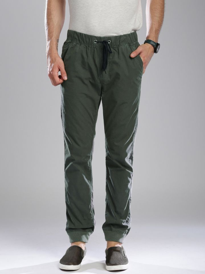 Buy Breakbounce Olive Green Joggers Trousers for Men 1207940