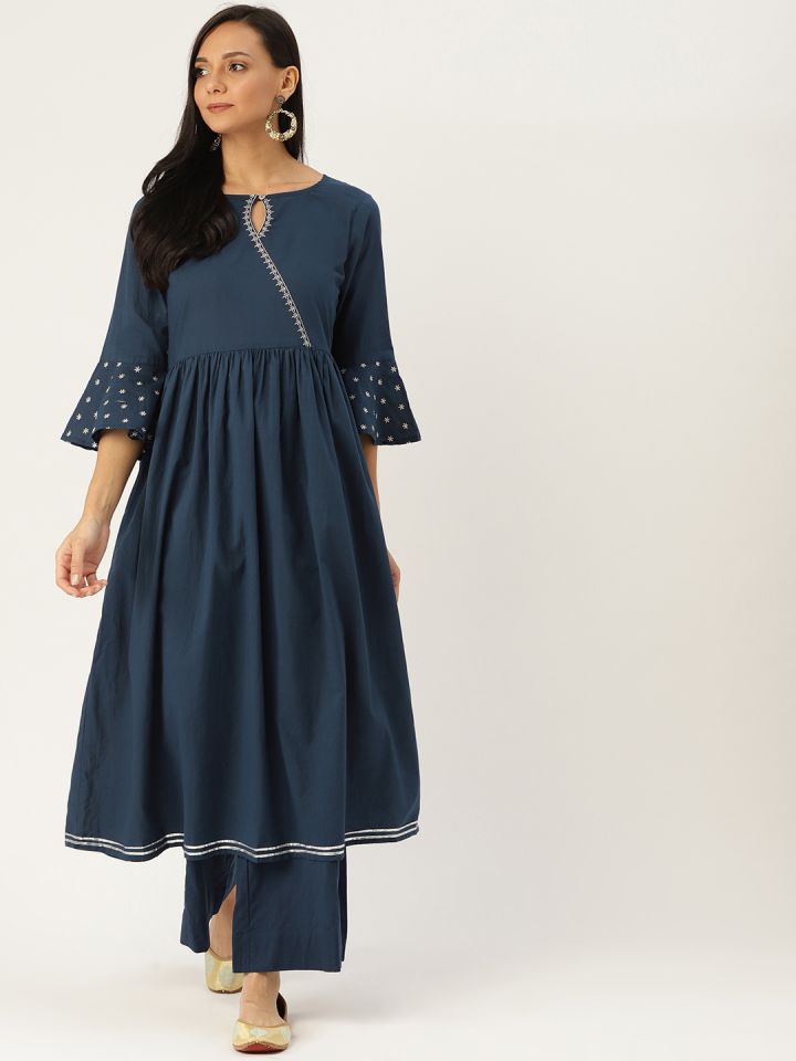 Sangria blue anarkali top