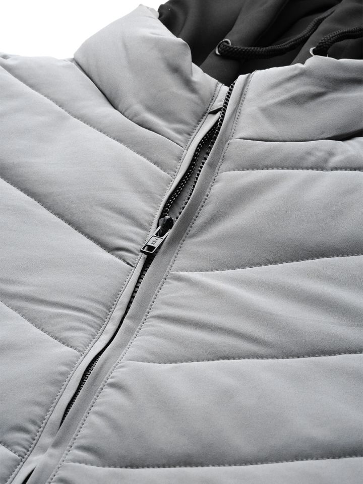 Buy Roadster Men Grey Solid Hooded Padded Jacket - Jackets for Men 7295091