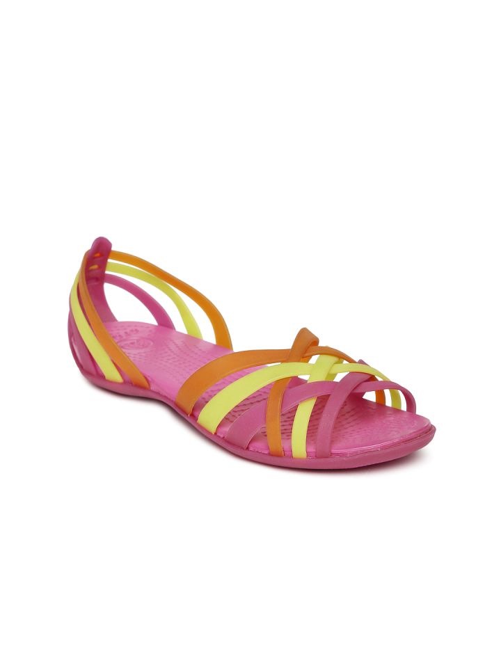 pink and yellow crocs