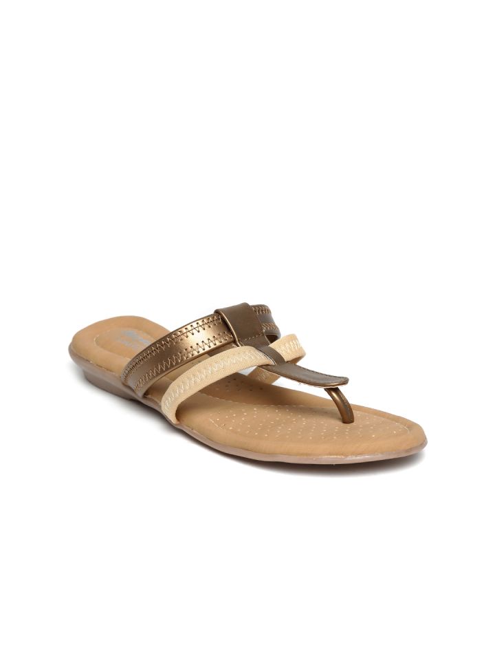 Bata Comfit Women Bronze Toned Beige Flats