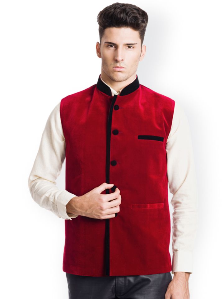 Red velvet 2025 nehru jacket