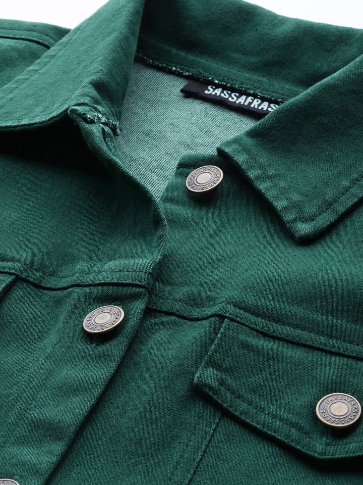 Dark green cheap jeans jacket