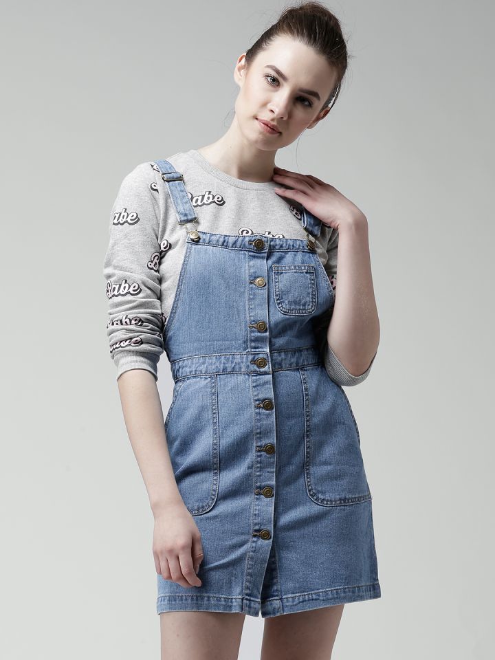 FOREVER 21 Blue Denim Dungaree Dress