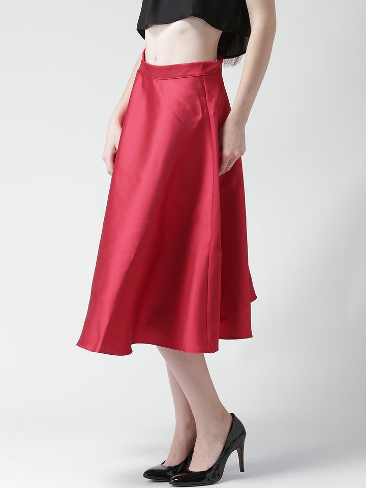 Buy FOREVER 21 Red Flared Midi Skirt 