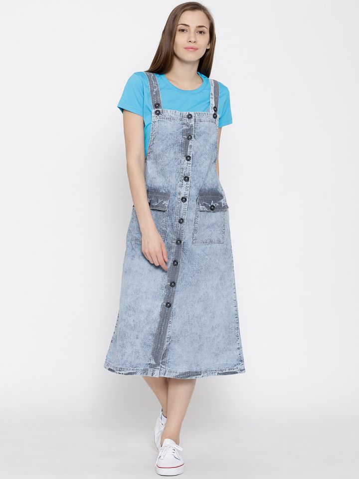 Tokyo Talkies Blue Denim A Line Midi Dress