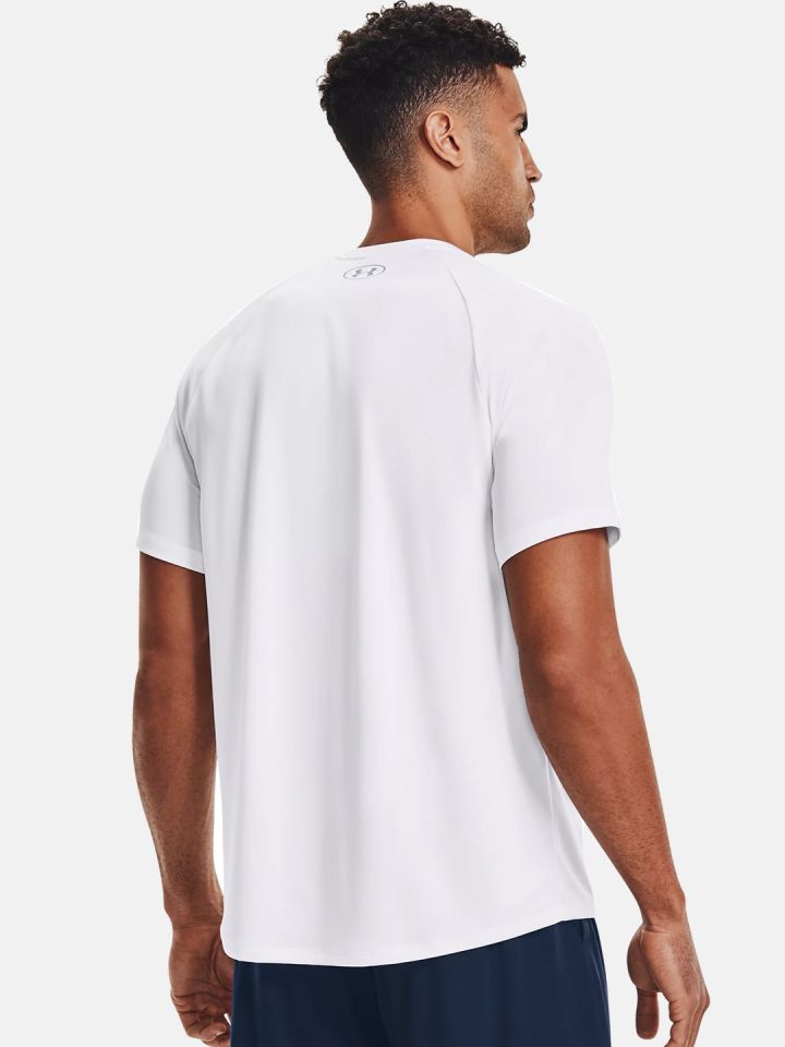 UNDER ARMOUR Men White UA Tech 2.0 SS Brand Logo Printed Loose Training T shirt