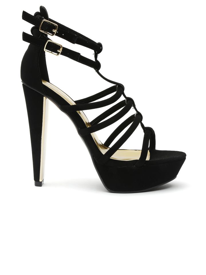 Qupid Women Black Strappy Platforms