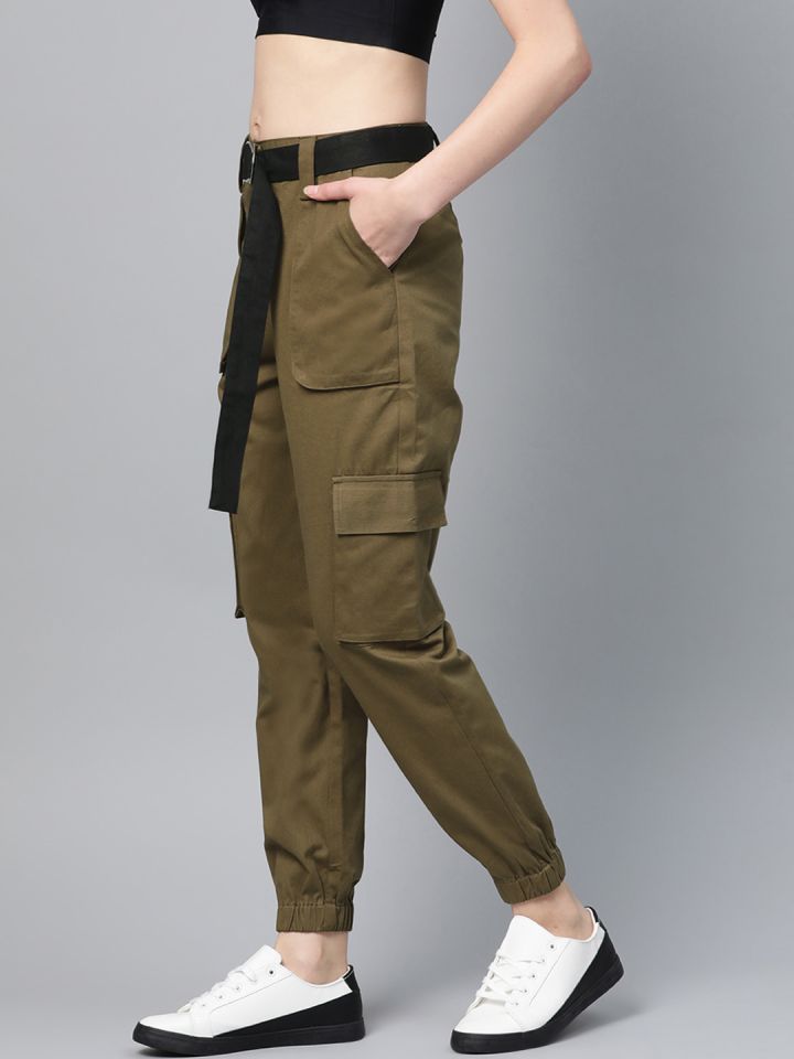 Sage Green Pocket Detail Cargo Trousers  PrettyLittleThing