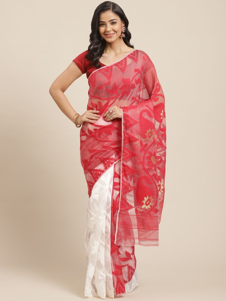 Myntra dhakai hot sale jamdani saree