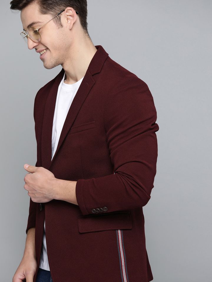 Burgundy online blazer men