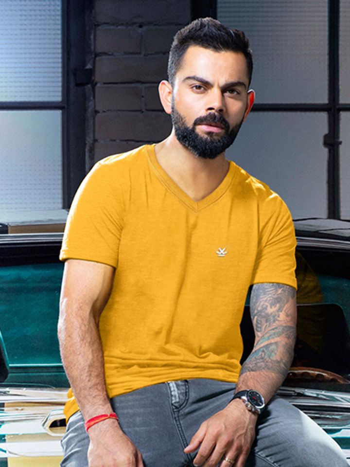 Mens yellow v neck t shirt new arrivals
