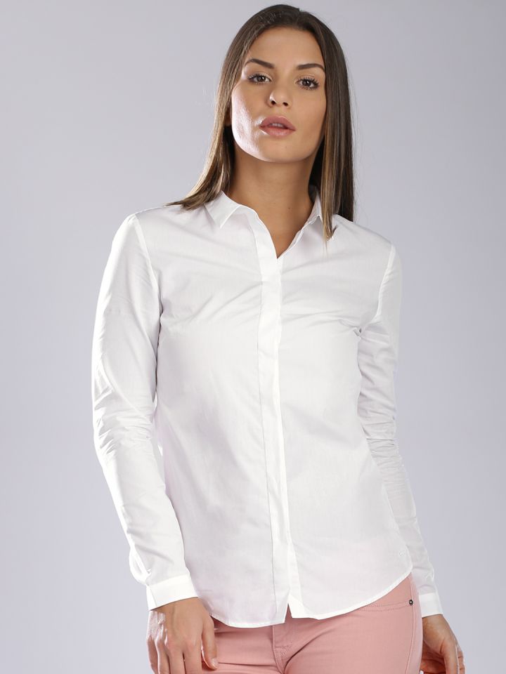 Buy Calvin Klein Jeans White Shirt - Shirts for Women 1236402 | Myntra