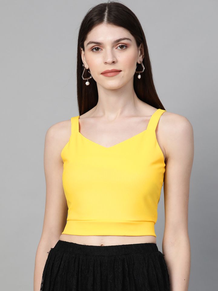 Yellow fitted top hot sale