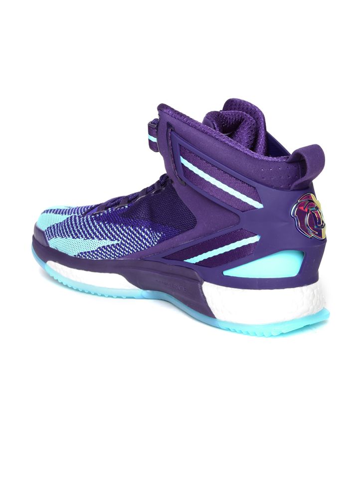 ADIDAS Men Purple D Rose 6 Boost Primeknit Glow In The Dark Basketball Shoes