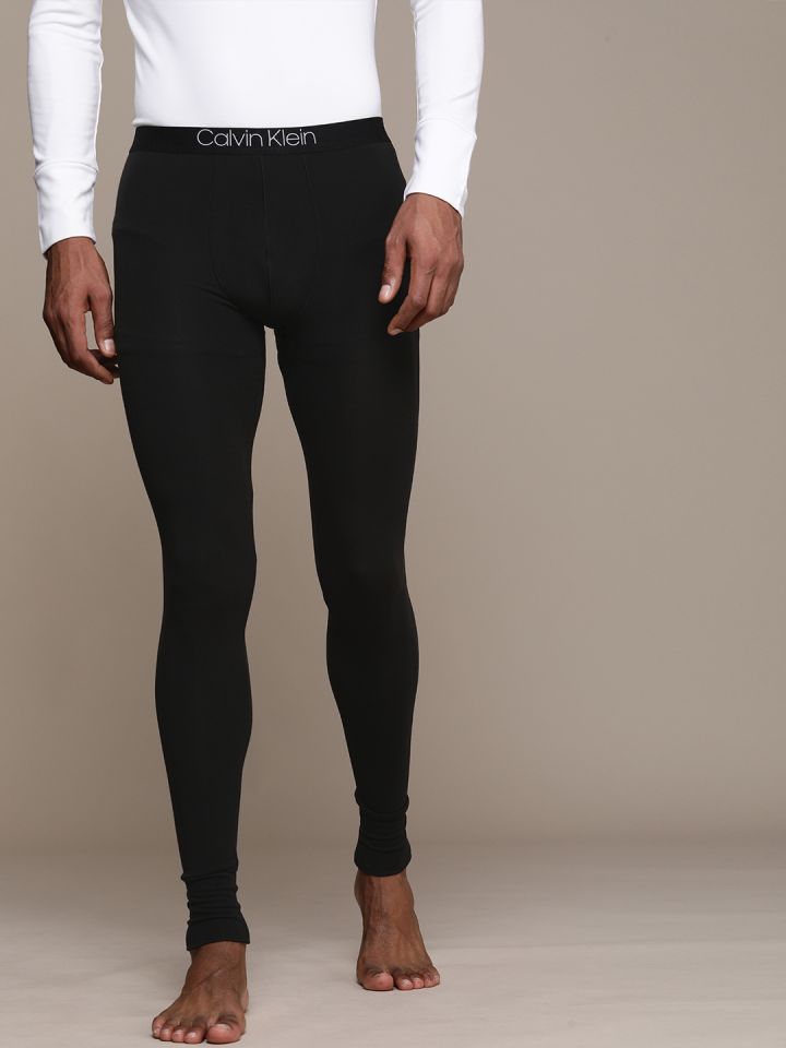Buy Calvin Klein Underwear Men Black Solid Thermal Bottom
