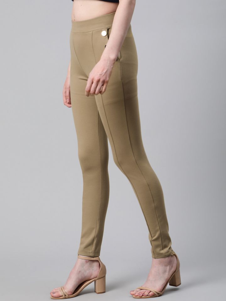 Buy Marks Spencer Women Camel Brown Solid Treggings Jeggings