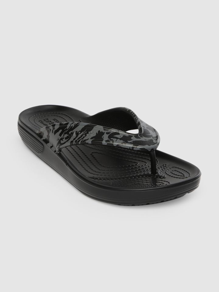 Crocs Unisex Black Grey Camouflage Printed Classic II Thong Flip Flops