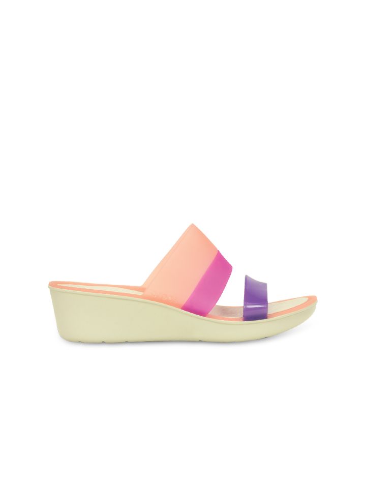 Crocs Color Block Women Peach Coloured Wedges