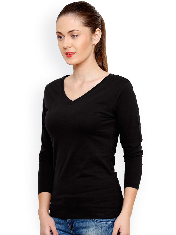 Buy Alba Women Black Solid Slim Fit T Shirt Tshirts for Women