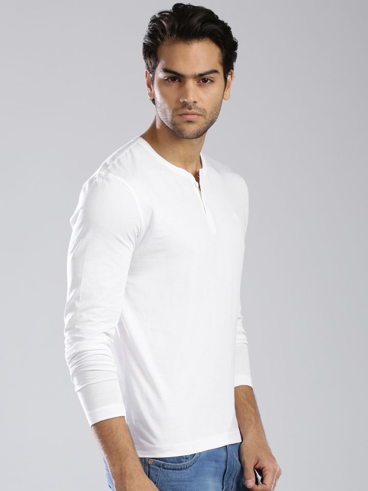 Buy Bossini White Henley Pure Cotton T Shirt Tshirts for Men