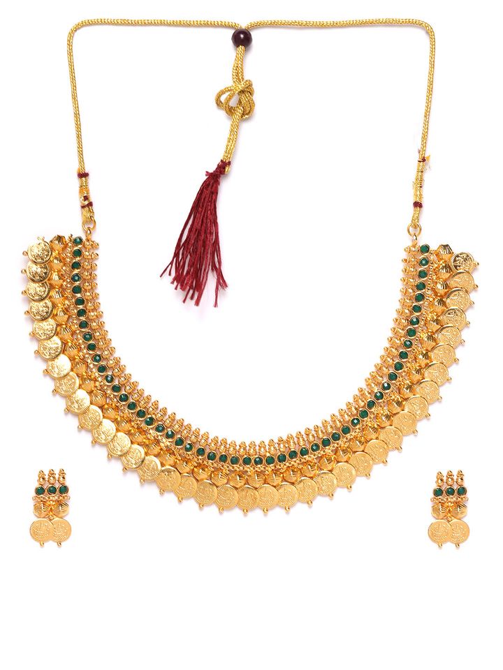 Buy YouBella Green Gold Plated Beaded 