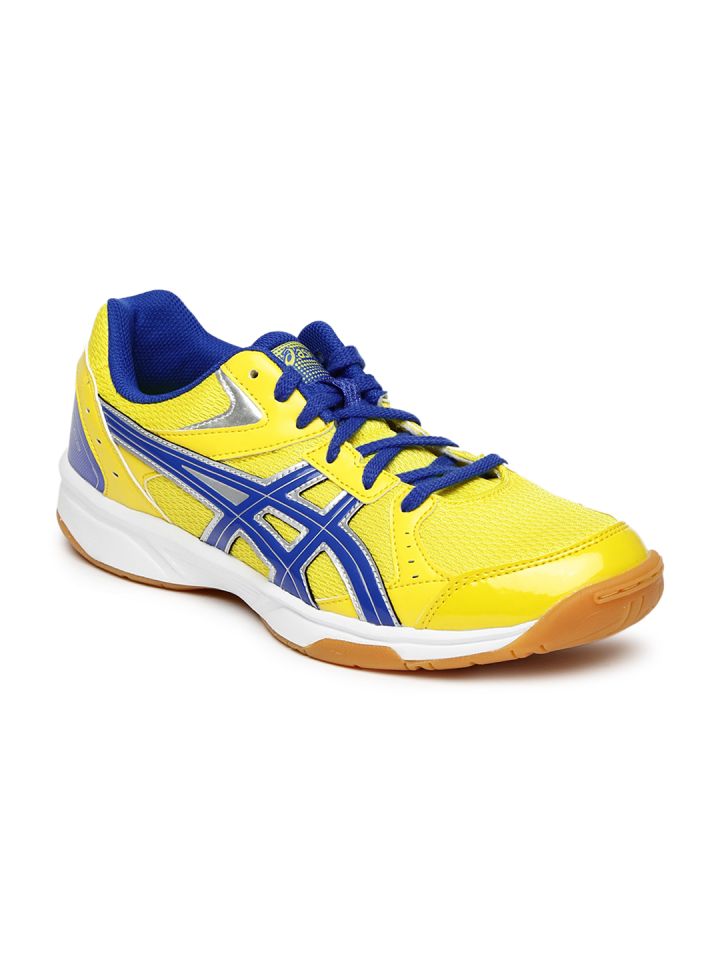 ASICS Men Yellow \u0026 Navy Tennis Shoes 