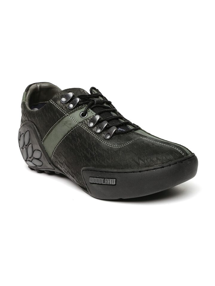 Woodland Men Black Leather Casual Shoes 