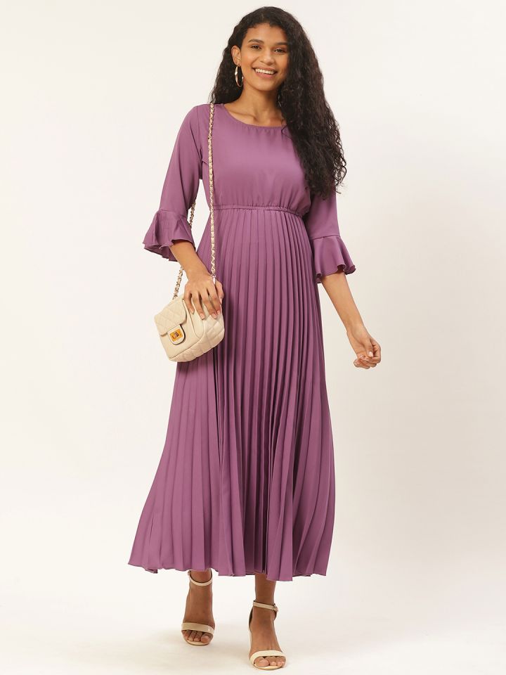 Long pleated dress sales