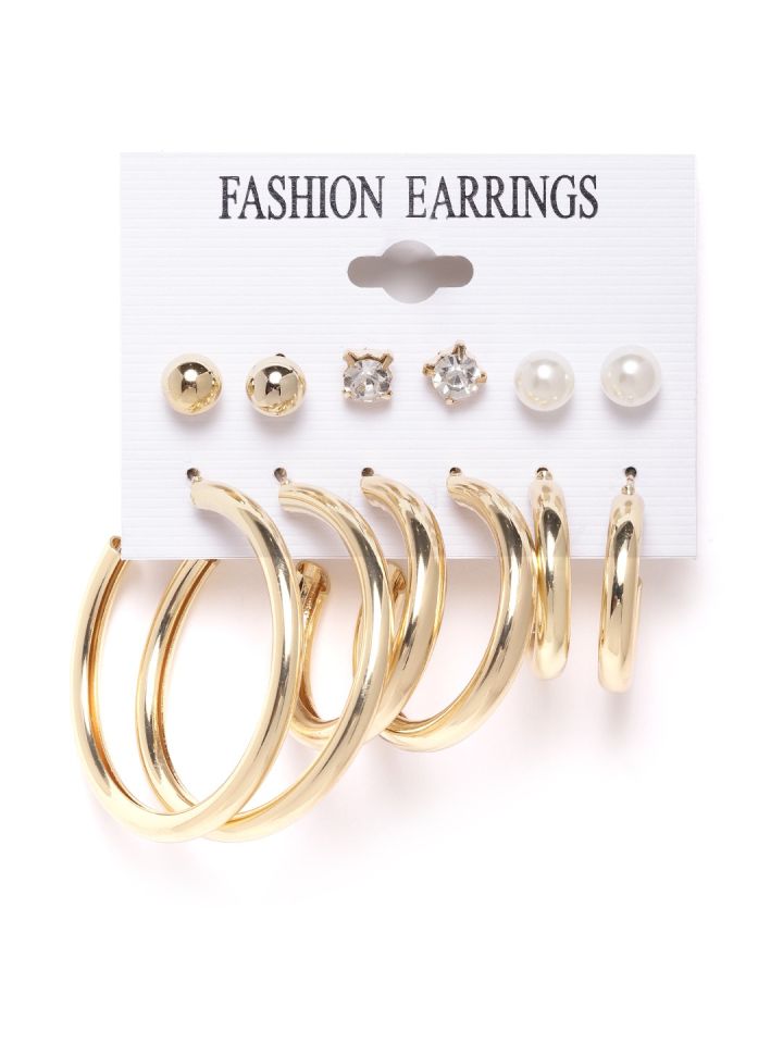 Buy Jewels Galaxy Set Of 6 Gold Plated Earrings Earrings for