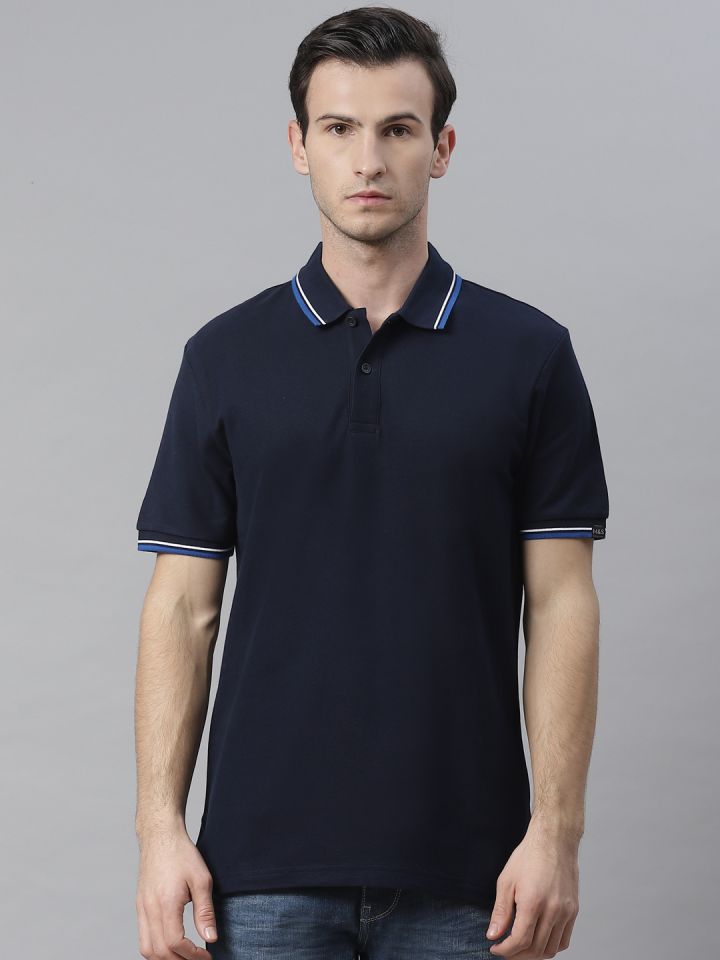 Mens blue polo shirt top