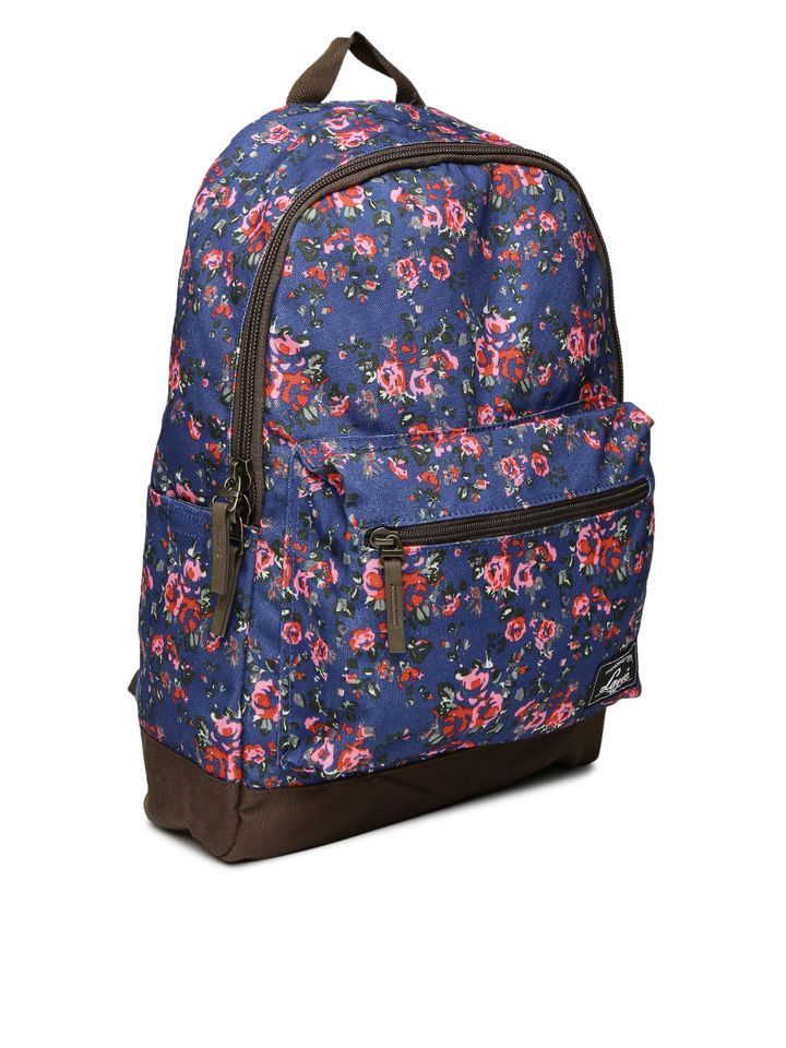 navy floral backpack