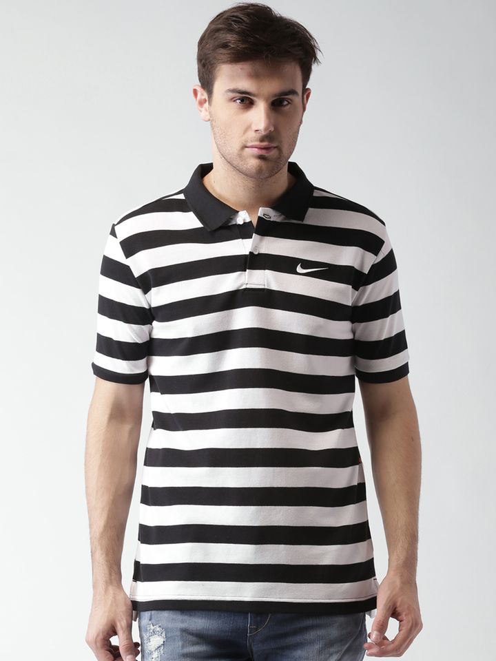 nike black and white striped t shirt