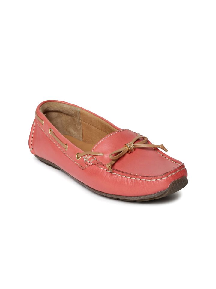 Clarks Women Pink Leather Boat Shoes