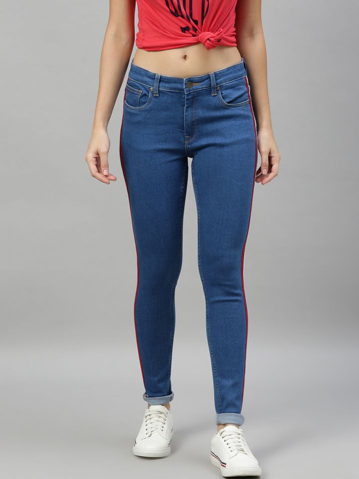 Side tape outlet jeans myntra