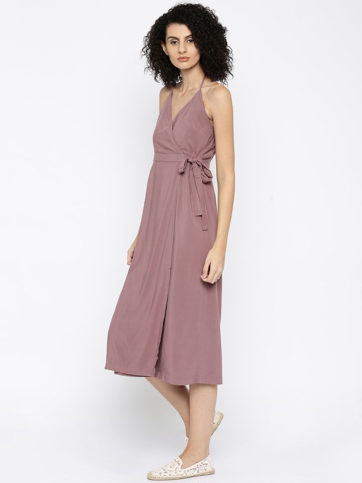 Buy FOREVER 21 Mauve Halter Neck Midi Dress Dresses for Women