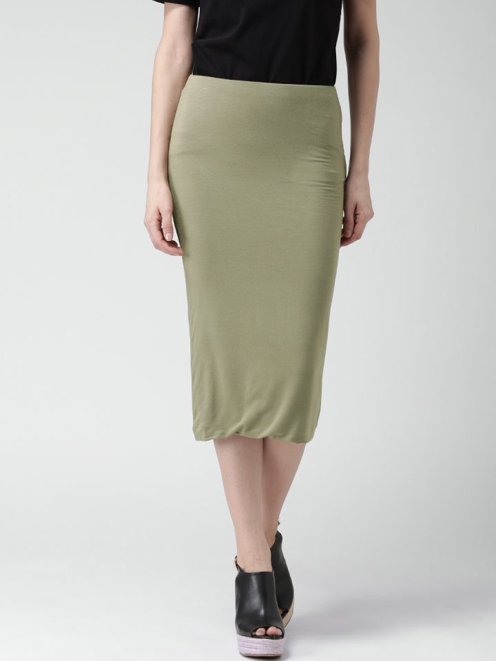 Olive green pencil skirt forever 21 hot sale