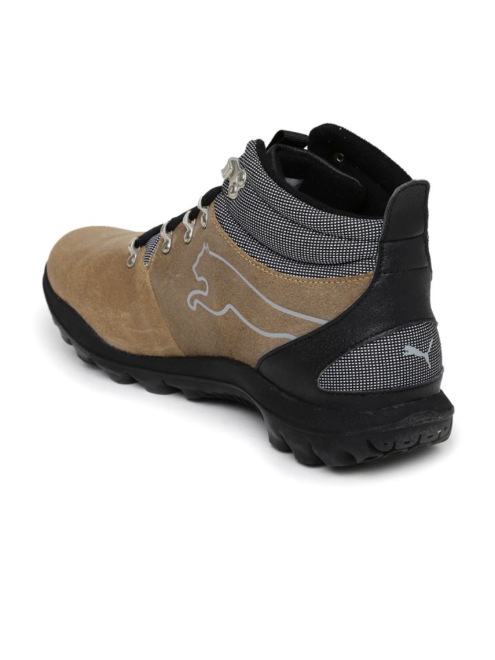 Puma Men Brown Black High Top Leather Trekking Shoes