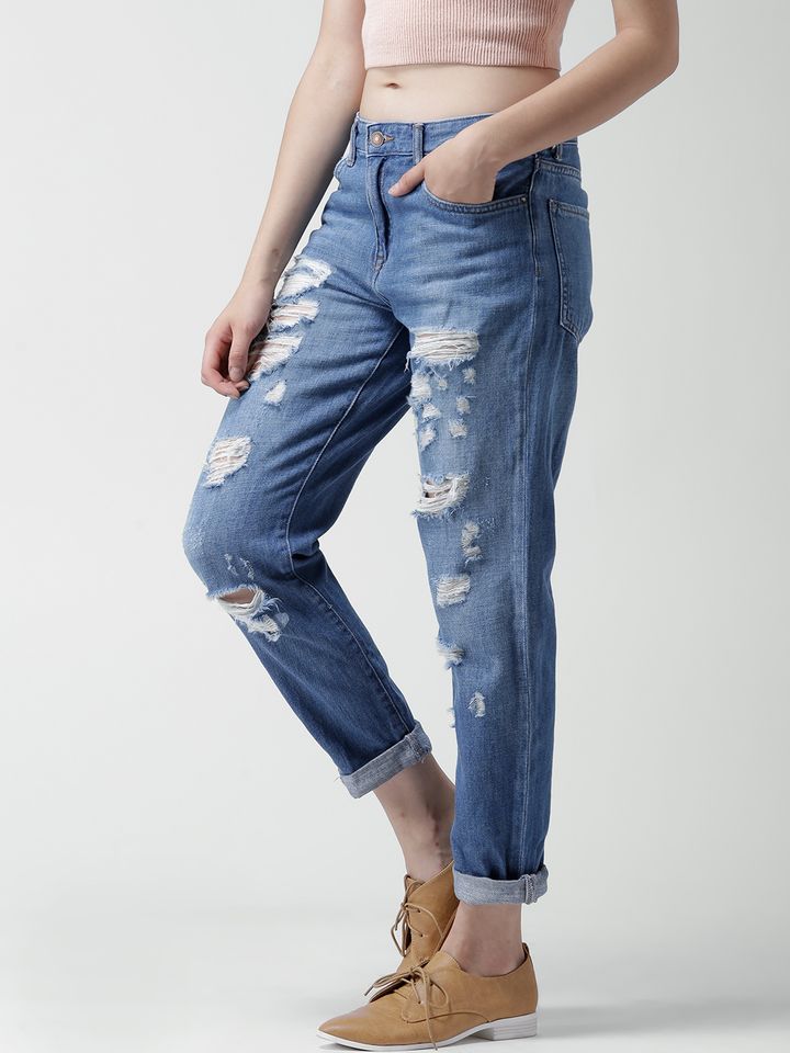 Buy FOREVER 21 Blue Distressed 