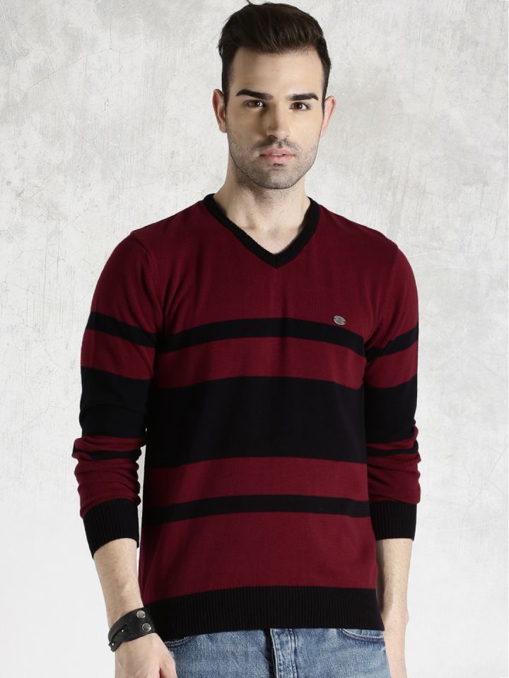 Maroon hotsell striped sweater