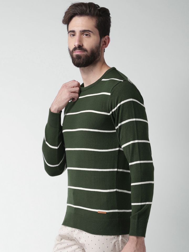 Buy Mast u0026 Harbour Green u0026 White Striped Sweater - Sweaters for Men 1285353  | Myntra