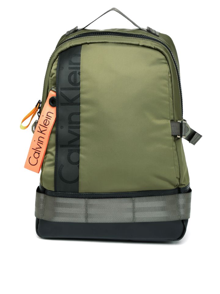 Buy Calvin Klein Jeans Men Olive Green Black Laptop Backpack
