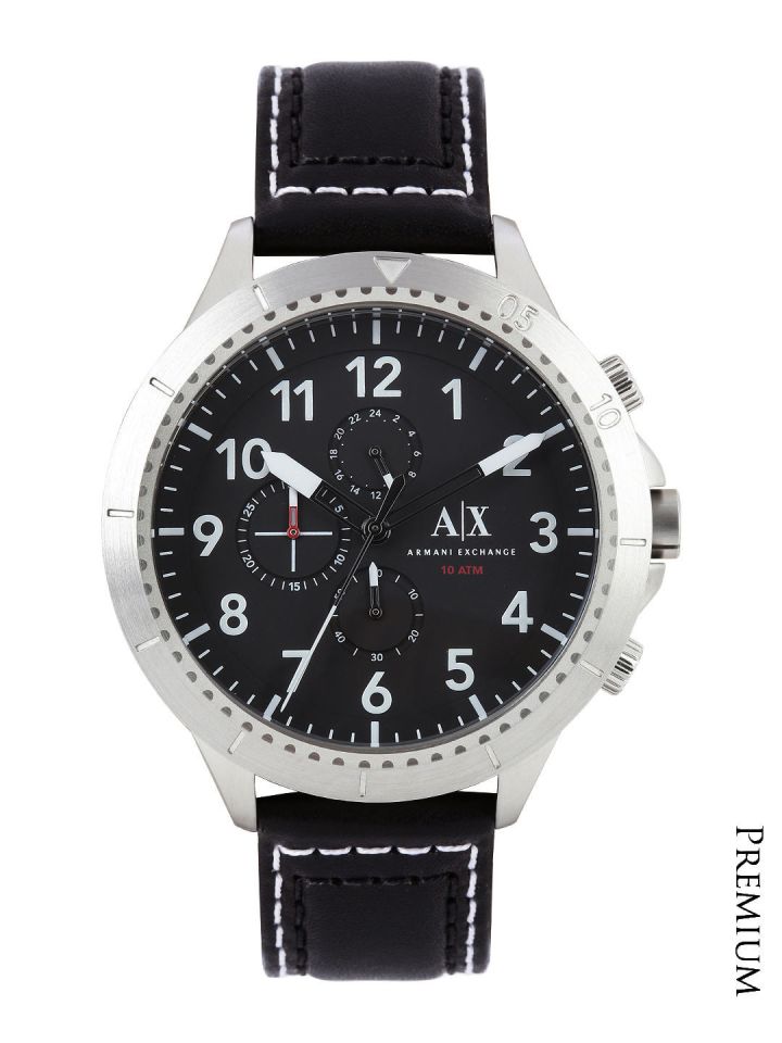 Armani exchange watch men's leather strap deals