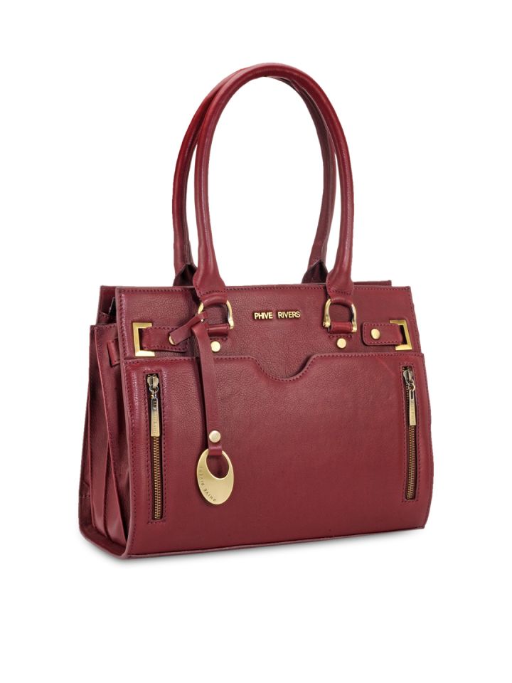 Buy Phive Rivers Maroon Leather Handbag Handbags for Women
